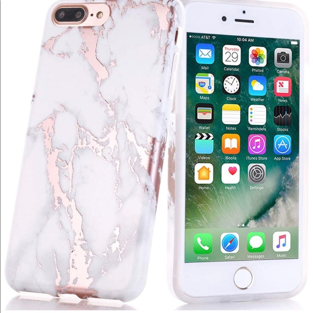 , Shiny Rose Gold White Marble Design